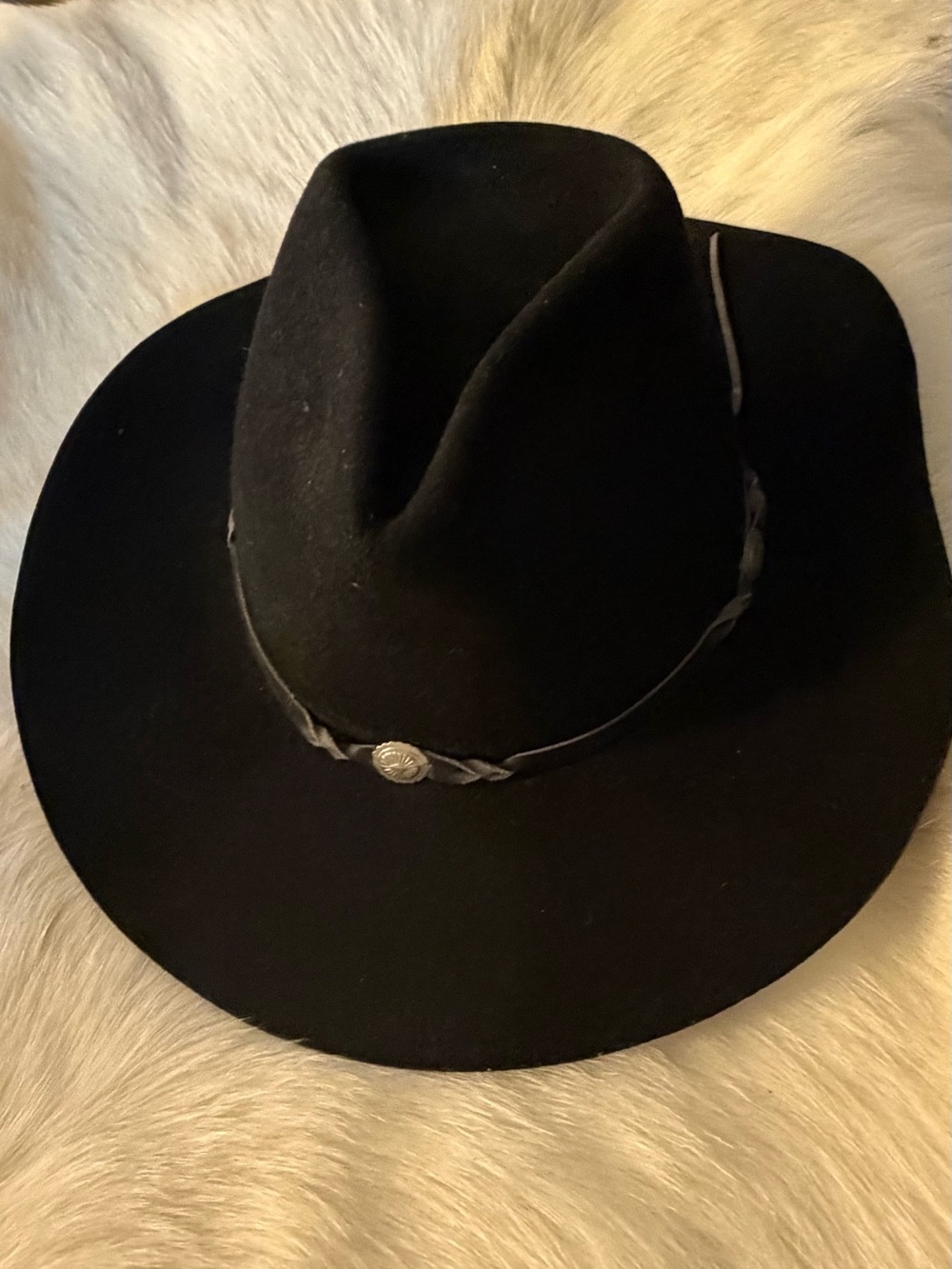 Vintage Bailey Tucson Wool Cowboy Hat with Braided Band and conches 71/4